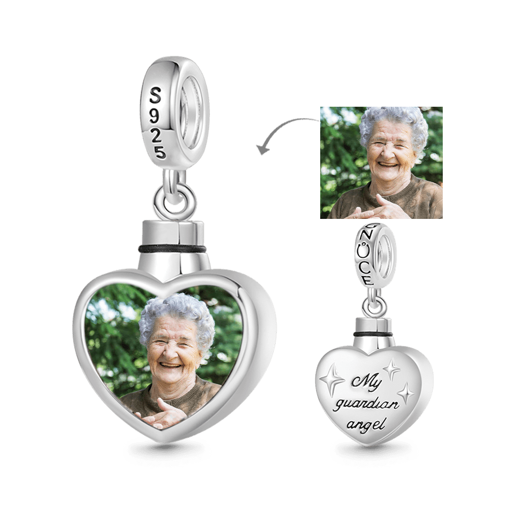 Gnoce “My guardian angel” Personalized Photo Heart Memorial Urn Ashes Pendant Dangle Charm_4