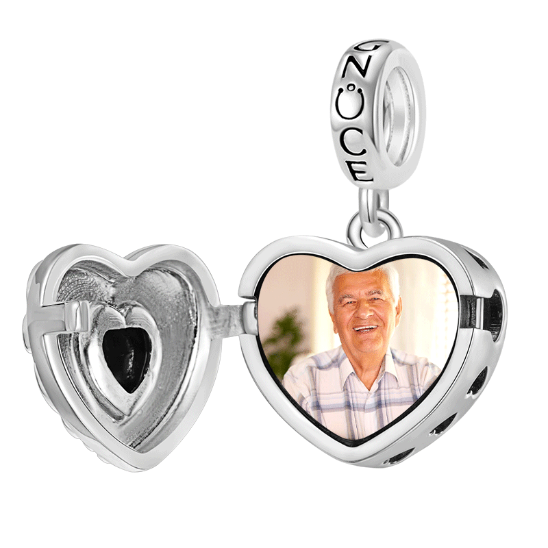 Gnoce Openable Personalized Photo Heart Pendant Dangle Charm_4