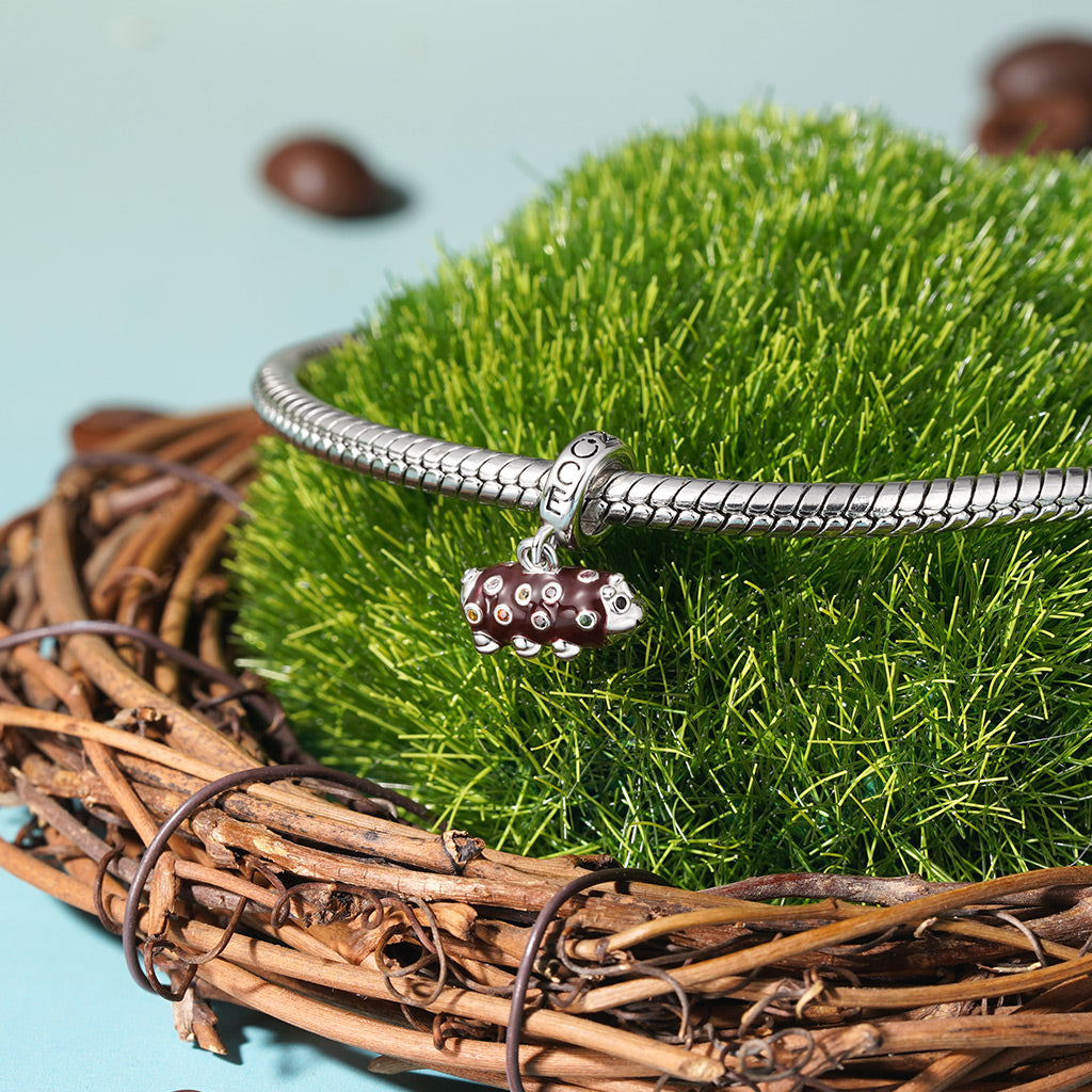 Gnoce Caterpillar Chocolate Swiss Roll Cake Pendant Dangle Charm_3