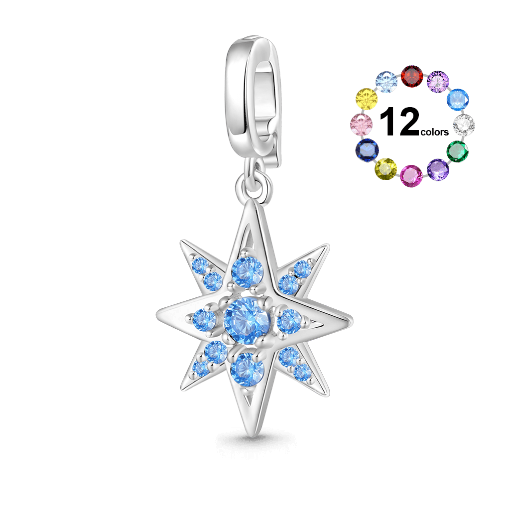 Gnoce Birthstone CZ North Star Clasp Clusters Charm_1