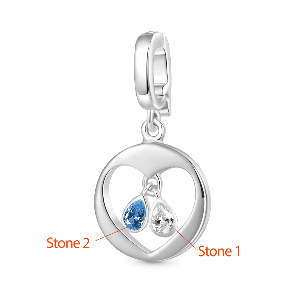 Gnoce Pear Birthstone Heart Clasp Clusters Charm_2