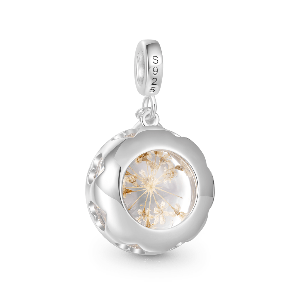Gnoce Preserved Flower Engravable Leaf Birthstone Pendant Dangle Charm_4