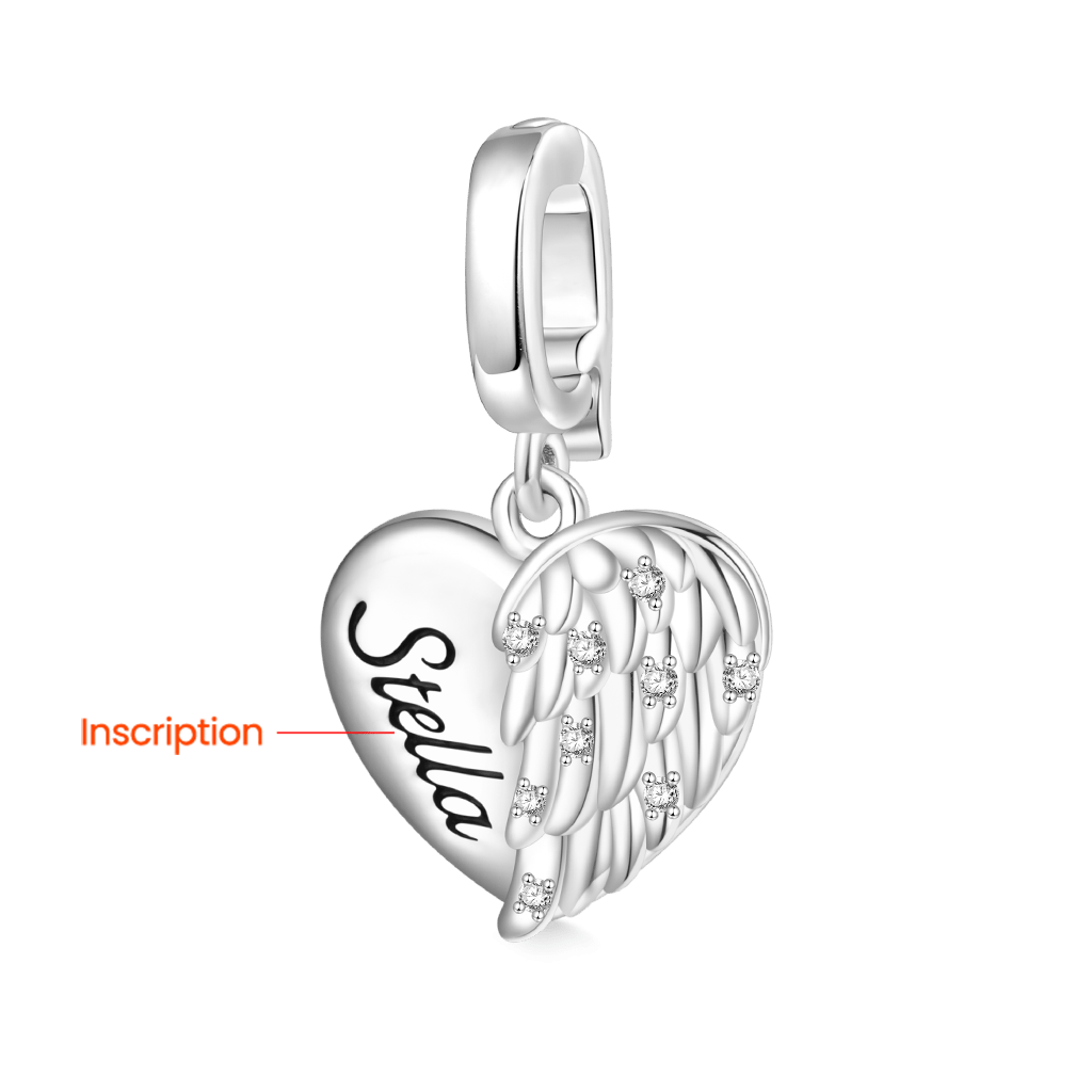 Gnoce Engravable Heart Wings Clasp Clusters Charm_2