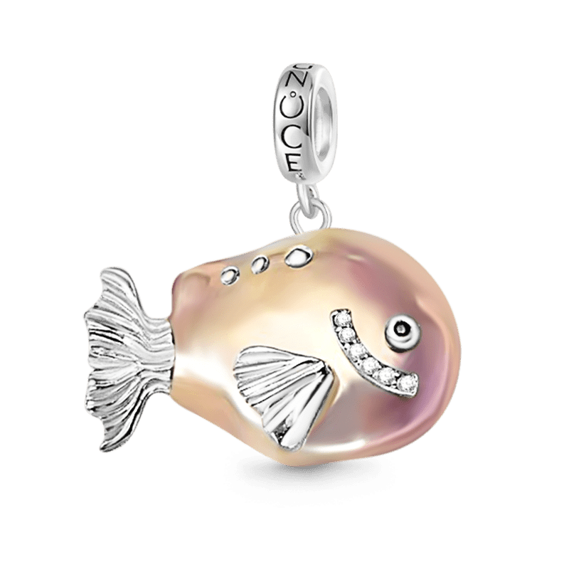 Gnoce Orange Vintage Fish Baroque Pearl Pendant Dangle Charm_2