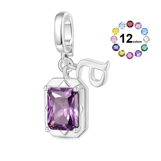 Gnoce Personalized Letter Square Birthstone Clasp Clusters Charm_1