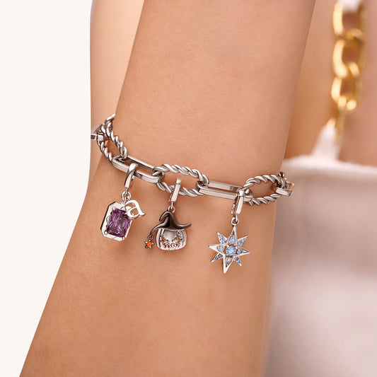 Gnoce Personalized Letter Square Birthstone Clasp Clusters Charm_7