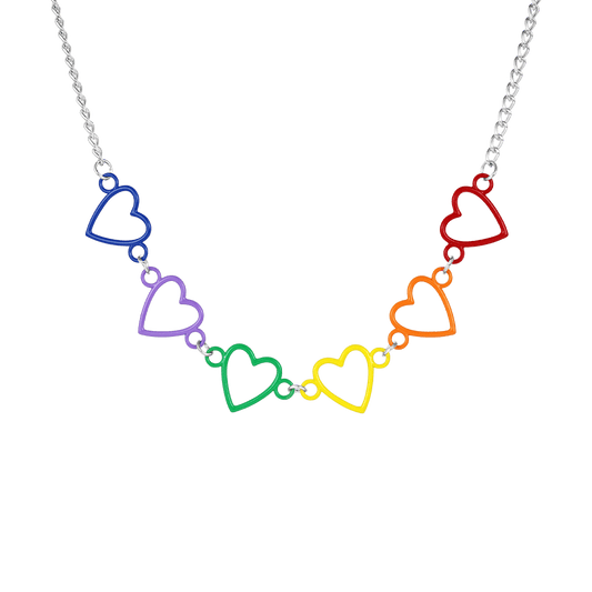 Gnoce Spliced Colorful Love Heart Link Chain Necklace_1