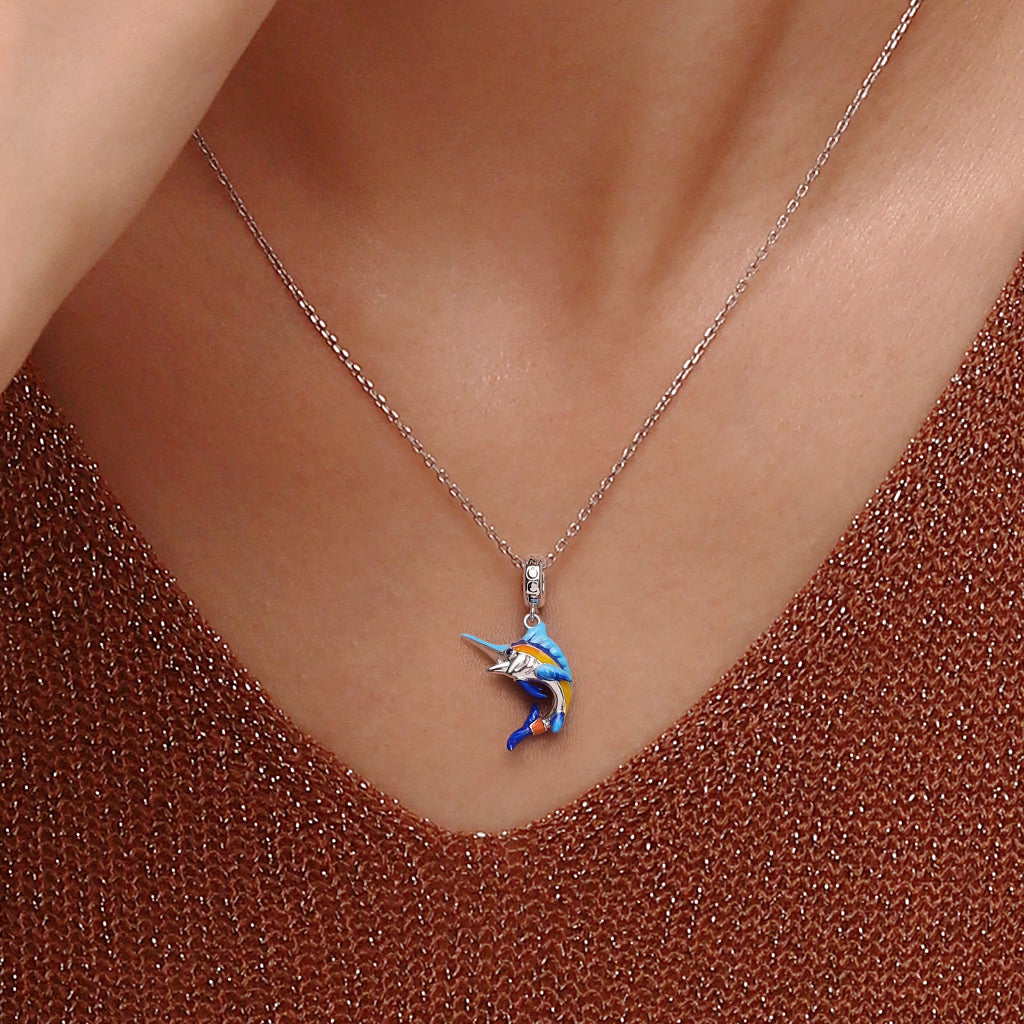 Gnoce Blue Sailfish Pendant Dangle Charm_5