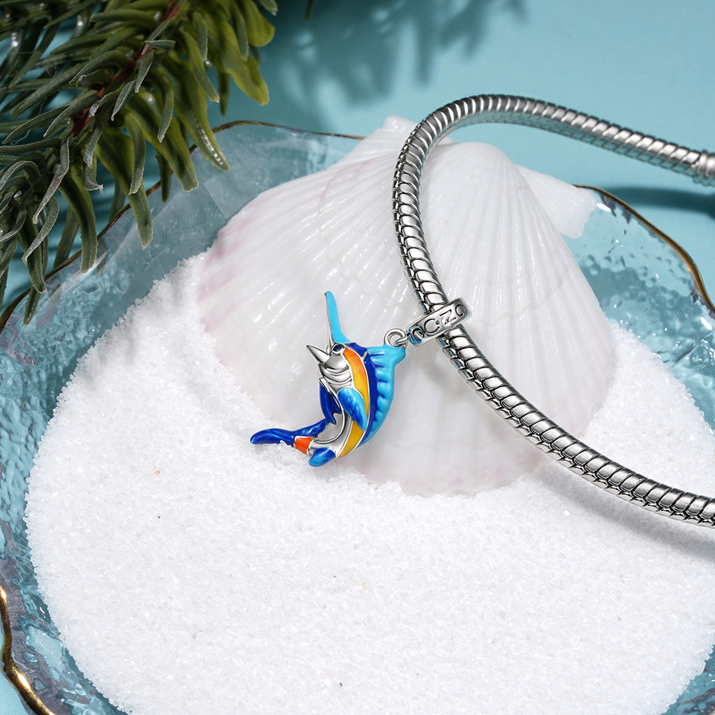 Gnoce Blue Sailfish Pendant Dangle Charm_3