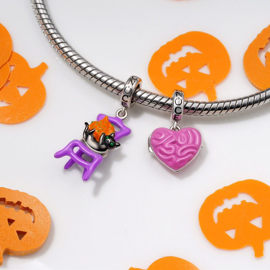 Gnoce Halloween Chair Glow-in-the-Dark Cat Pendant Dangle Charm_4