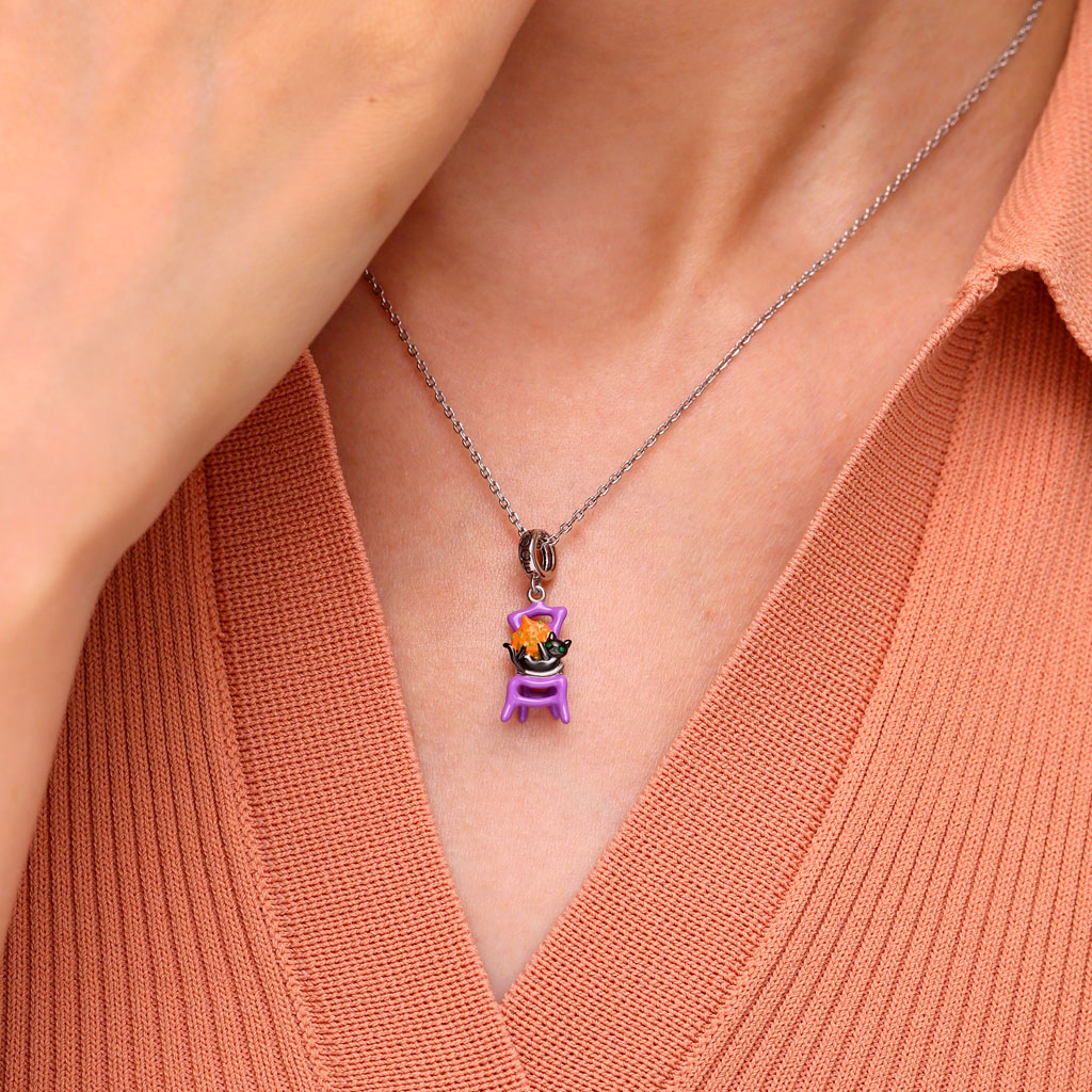 Gnoce Halloween Chair Glow-in-the-Dark Cat Pendant Dangle Charm_6