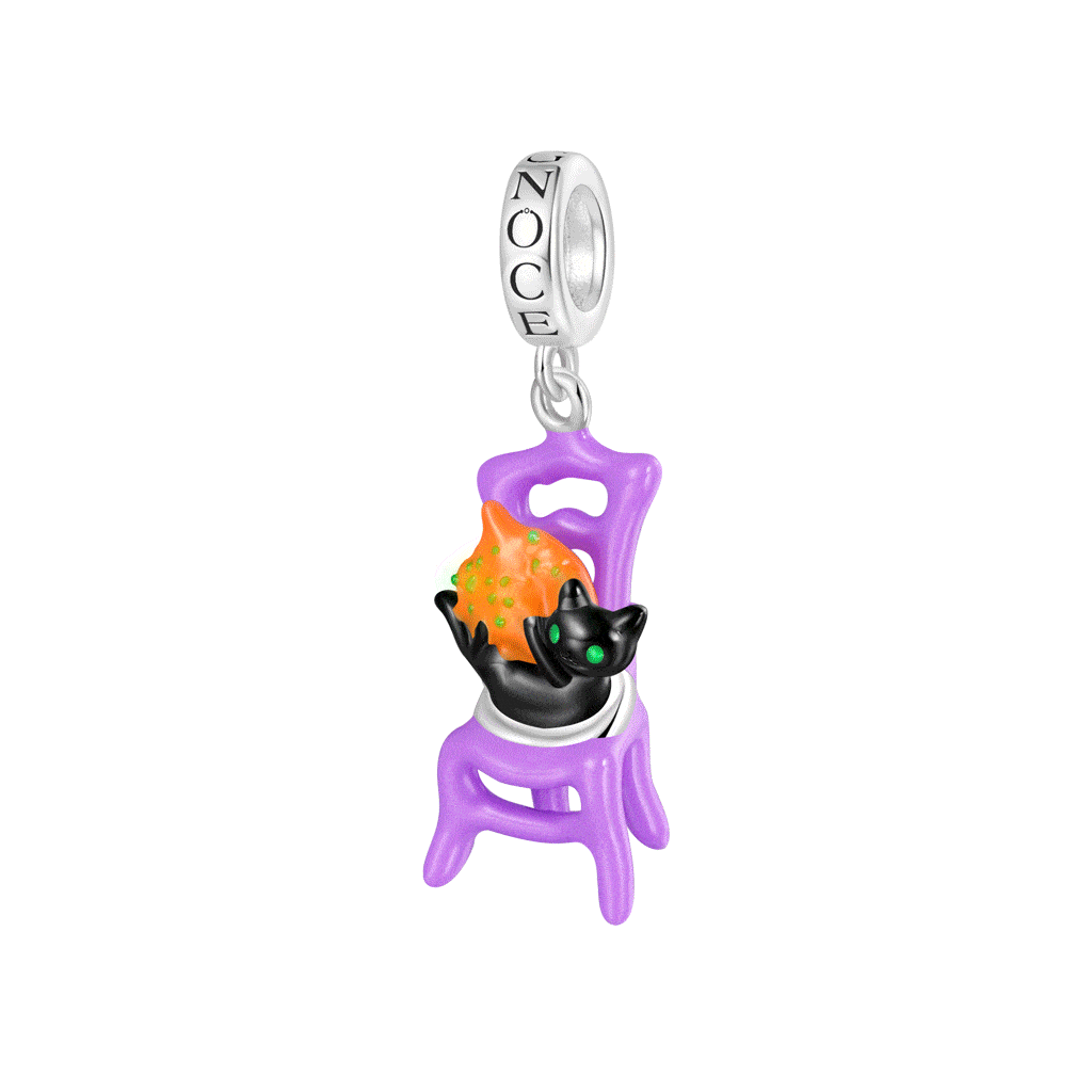 Gnoce Halloween Chair Glow-in-the-Dark Cat Pendant Dangle Charm_1