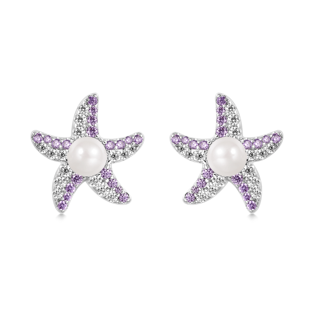 Gnoce Pearl Starfish Stud Earrings_1