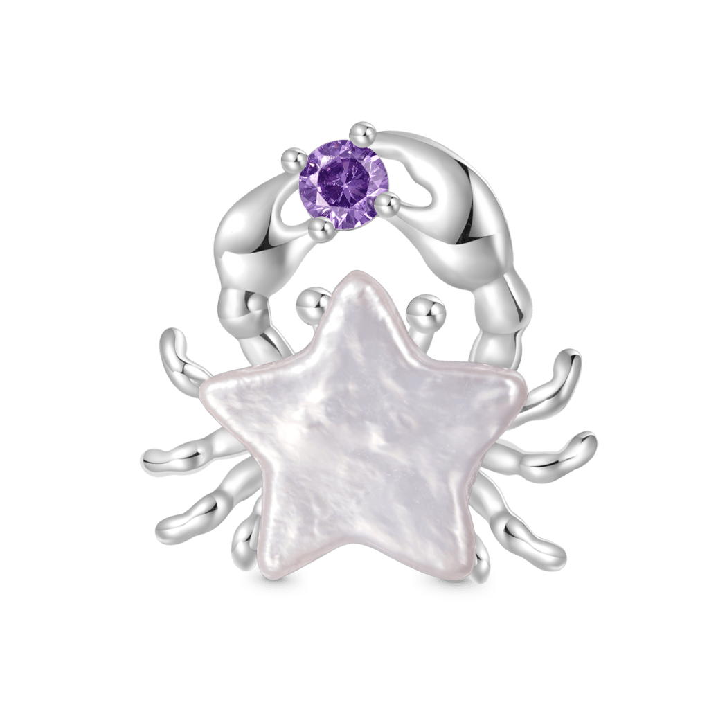 Gnoce Irregular Pearl Crab Star Birthstone Stopper Charm_2