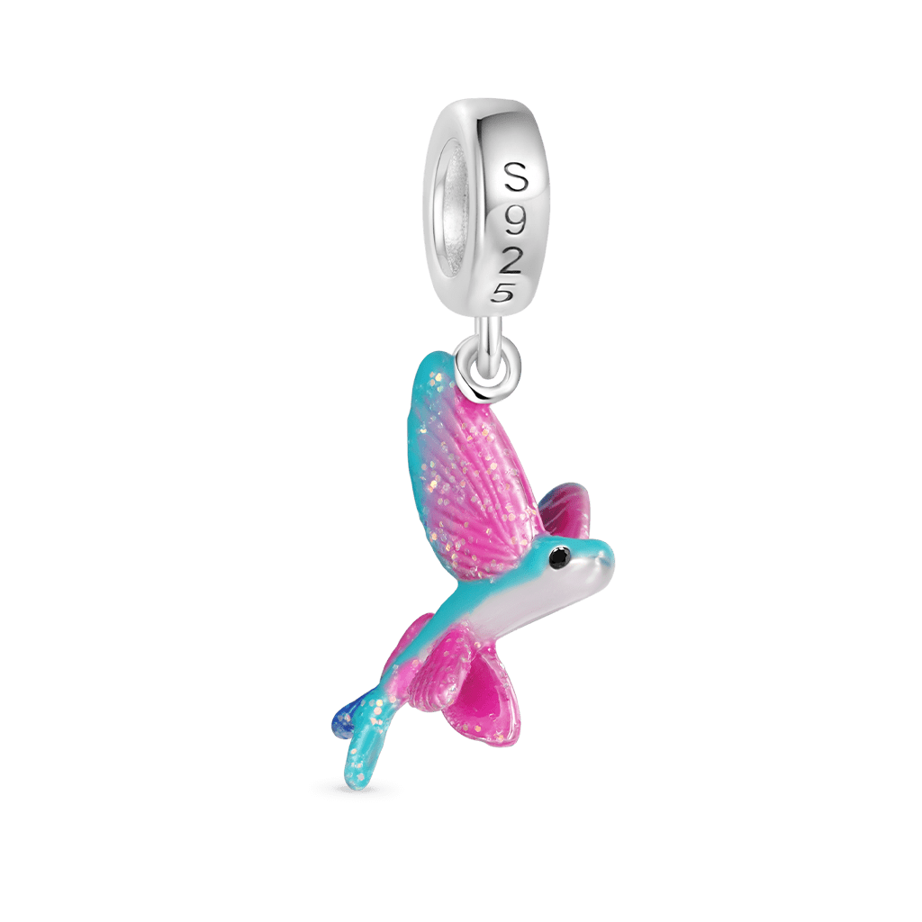 Gnoce Pink Blue Gradient Flying Fish Pendant Dangle Charm_2