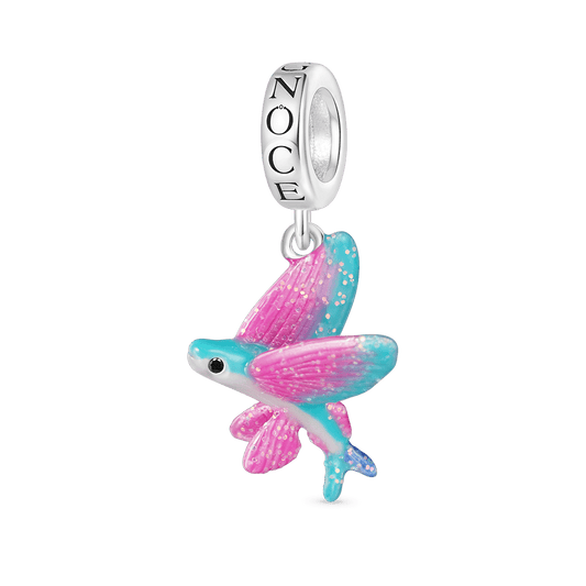 Gnoce Pink Blue Gradient Flying Fish Pendant Dangle Charm_1
