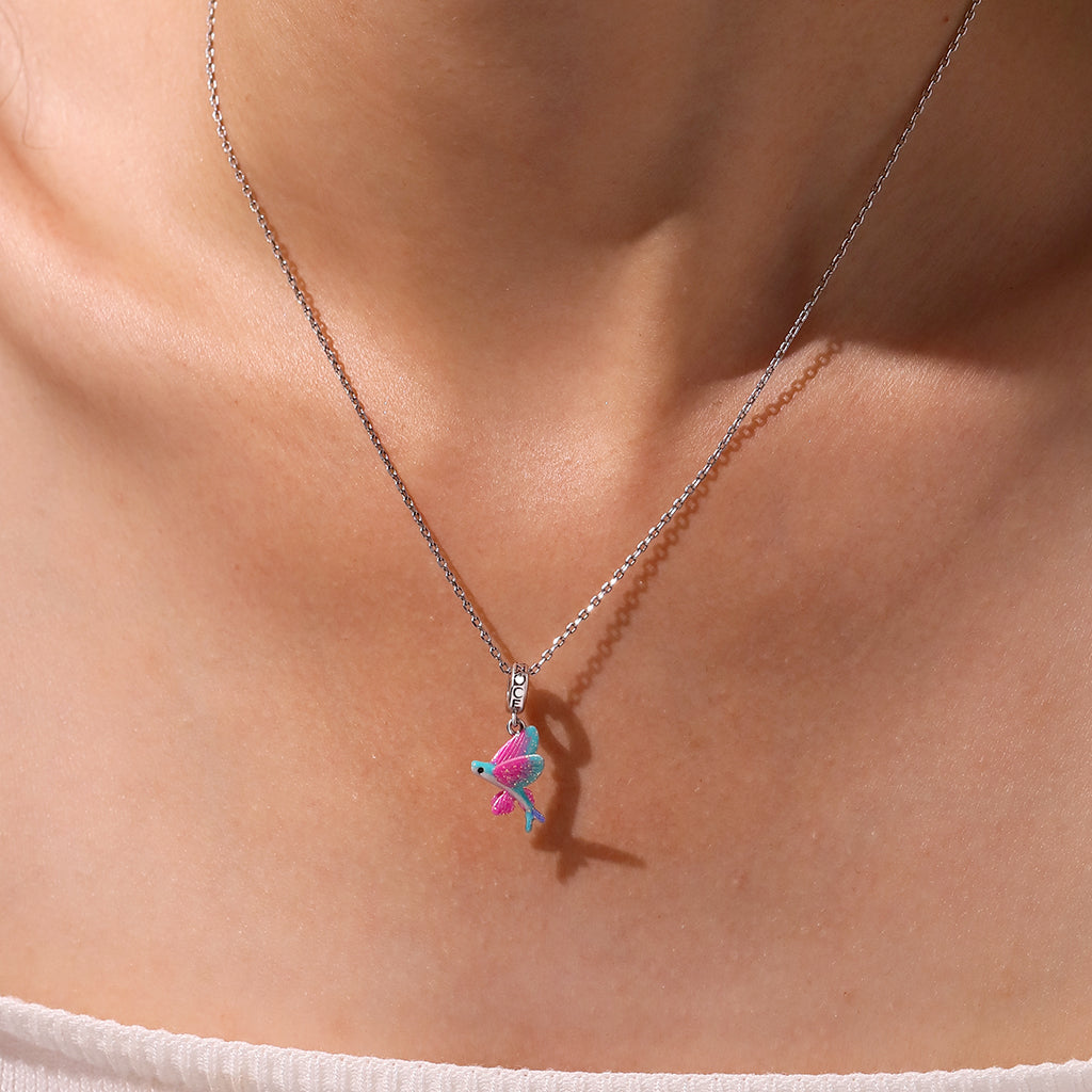 Gnoce Pink Blue Gradient Flying Fish Pendant Dangle Charm_5