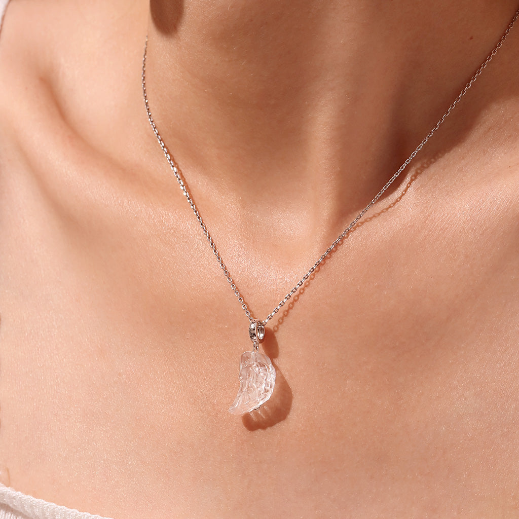 Gnoce Natural Clear Crystal Wings Pendant Dangle Charm_5