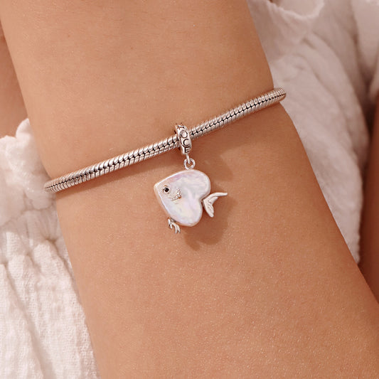 Gnoce Irregular Pearl Heart Fish Pendant Dangle Charm_6