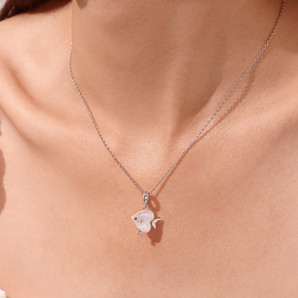 Gnoce Irregular Pearl Heart Fish Pendant Dangle Charm_5