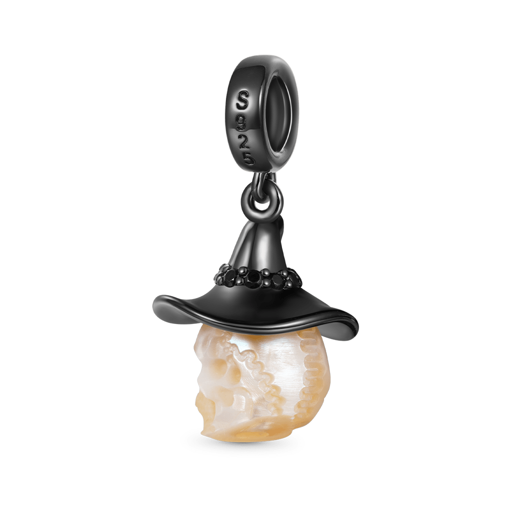 Gnoce Halloween Natural Pearl Horror Skull Pendant Dangle Charm_2