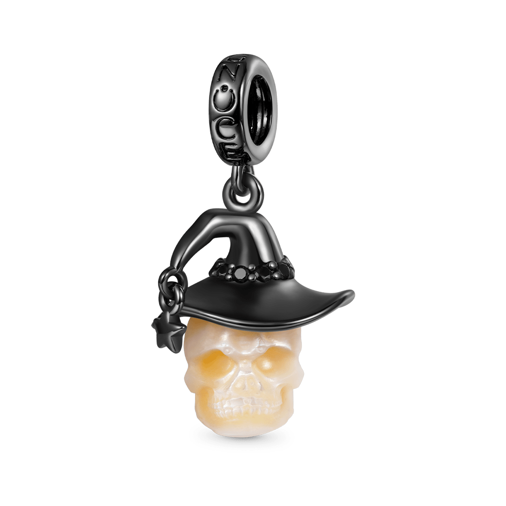 Gnoce Halloween Natural Pearl Horror Skull Pendant Dangle Charm_1