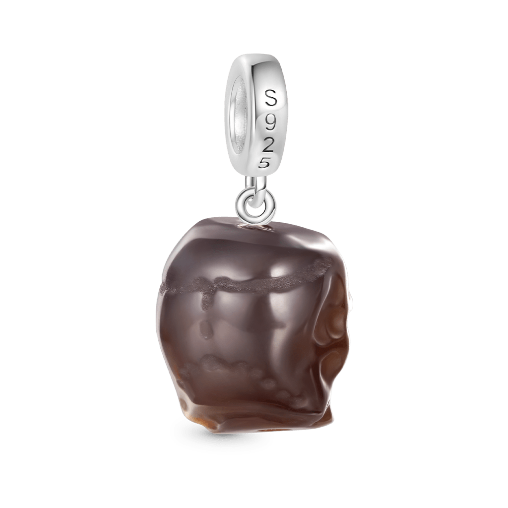 Gnoce Halloween Natural Agate Skull Pendant Dangle Charm_2