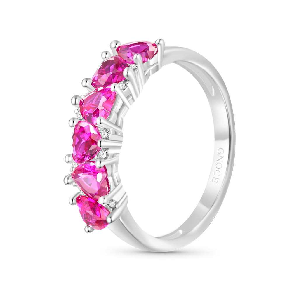 Gnoce Vintage Eternity Heart Shape Pink Band Ring_2