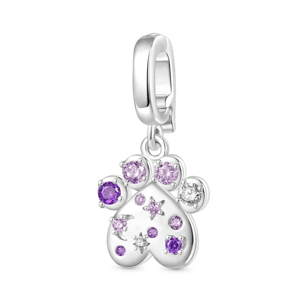 Gnoce Purple Gradient CZ Pet Paw Clasp Clusters Charm_1