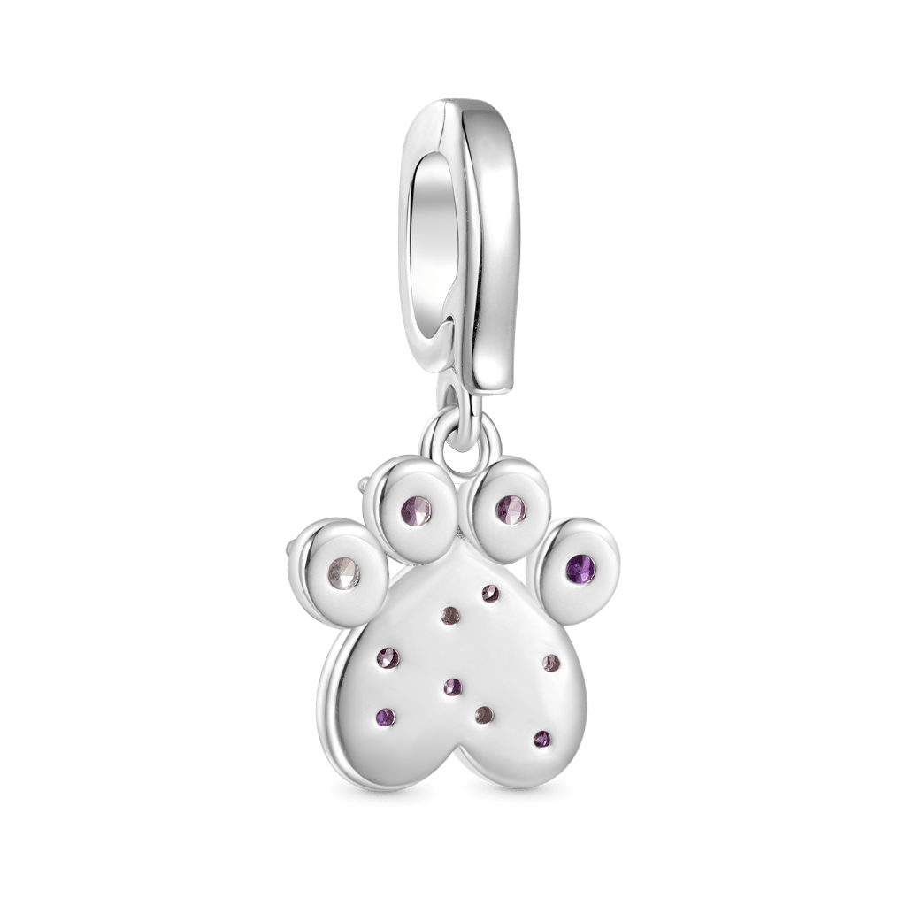 Gnoce Purple Gradient CZ Pet Paw Clasp Clusters Charm_2