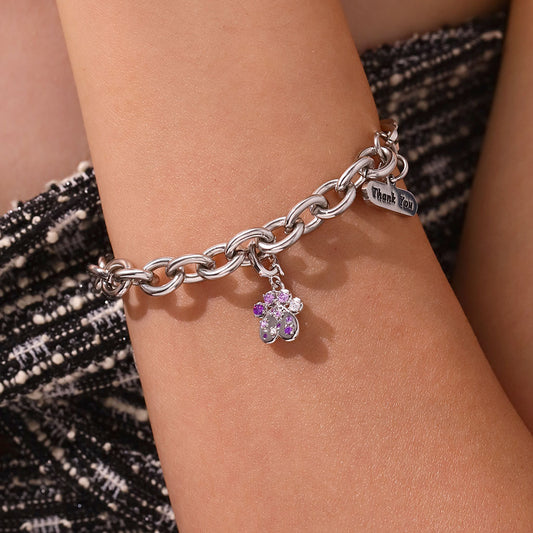 Gnoce Purple Gradient CZ Pet Paw Clasp Clusters Charm_5