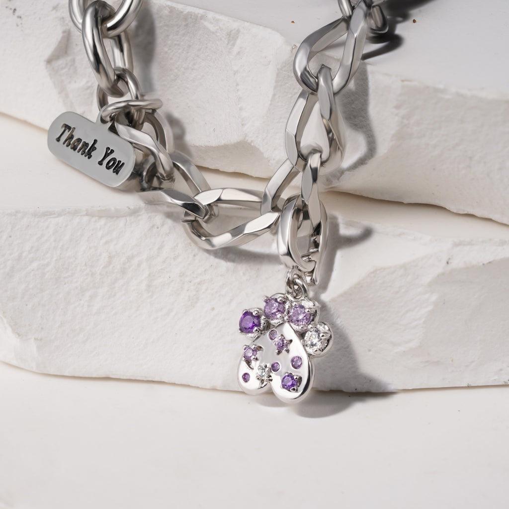 Gnoce Purple Gradient CZ Pet Paw Clasp Clusters Charm_3