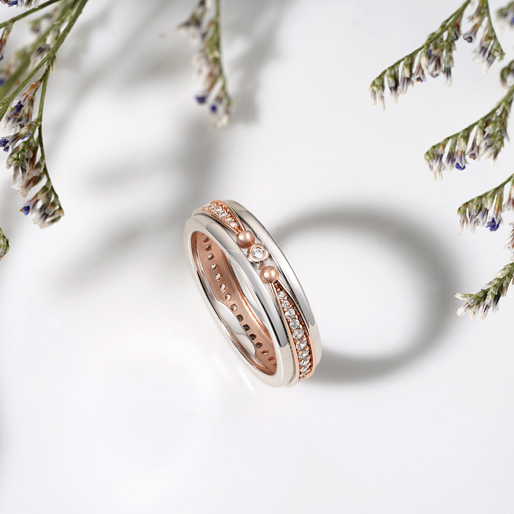 Gnoce Birthstone Linear Diamond Studded Rose Gold Ring_3