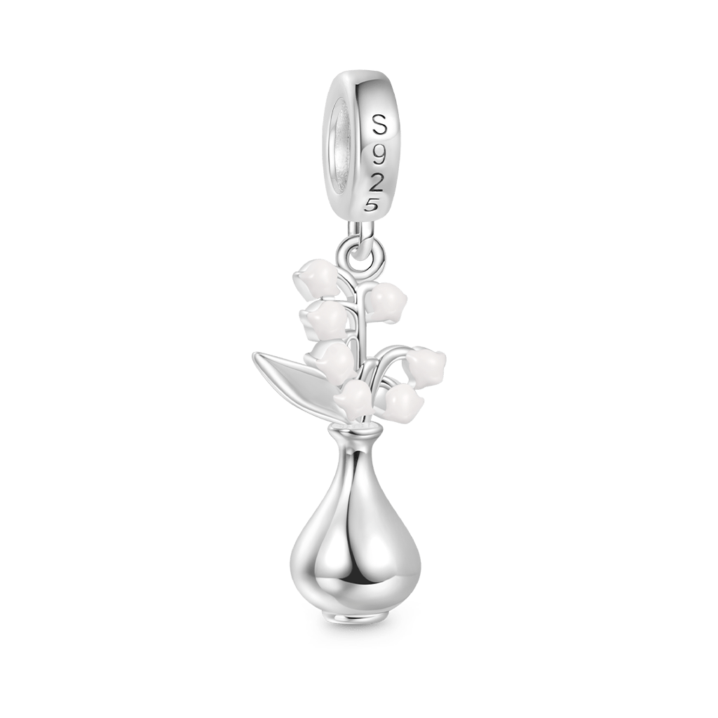 Gnoce Vase Lily of the Valley Pendant Dangle Charm_2