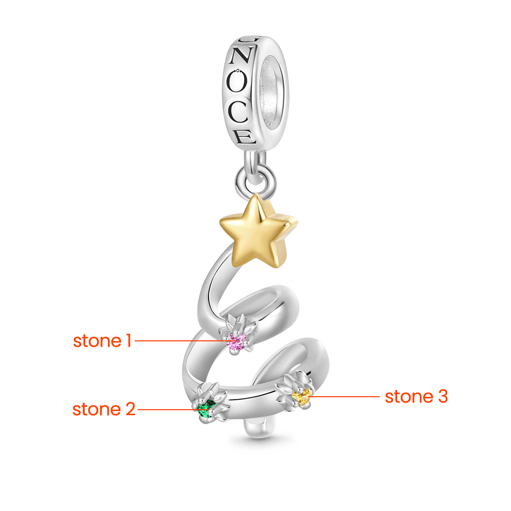 Gnoce Lucky Star Birthstone Christmas Tree Pendant Dangle Charm_2