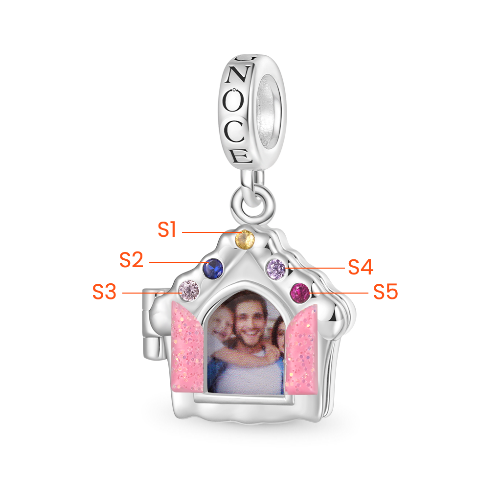 Gnoce Family Love House Birthstone Personalized Photo Charm_4