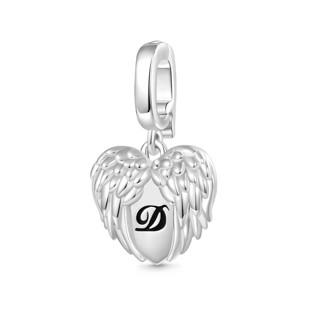 Gnoce Engravable Angel Heart Wings Clasp Clusters Charm_1