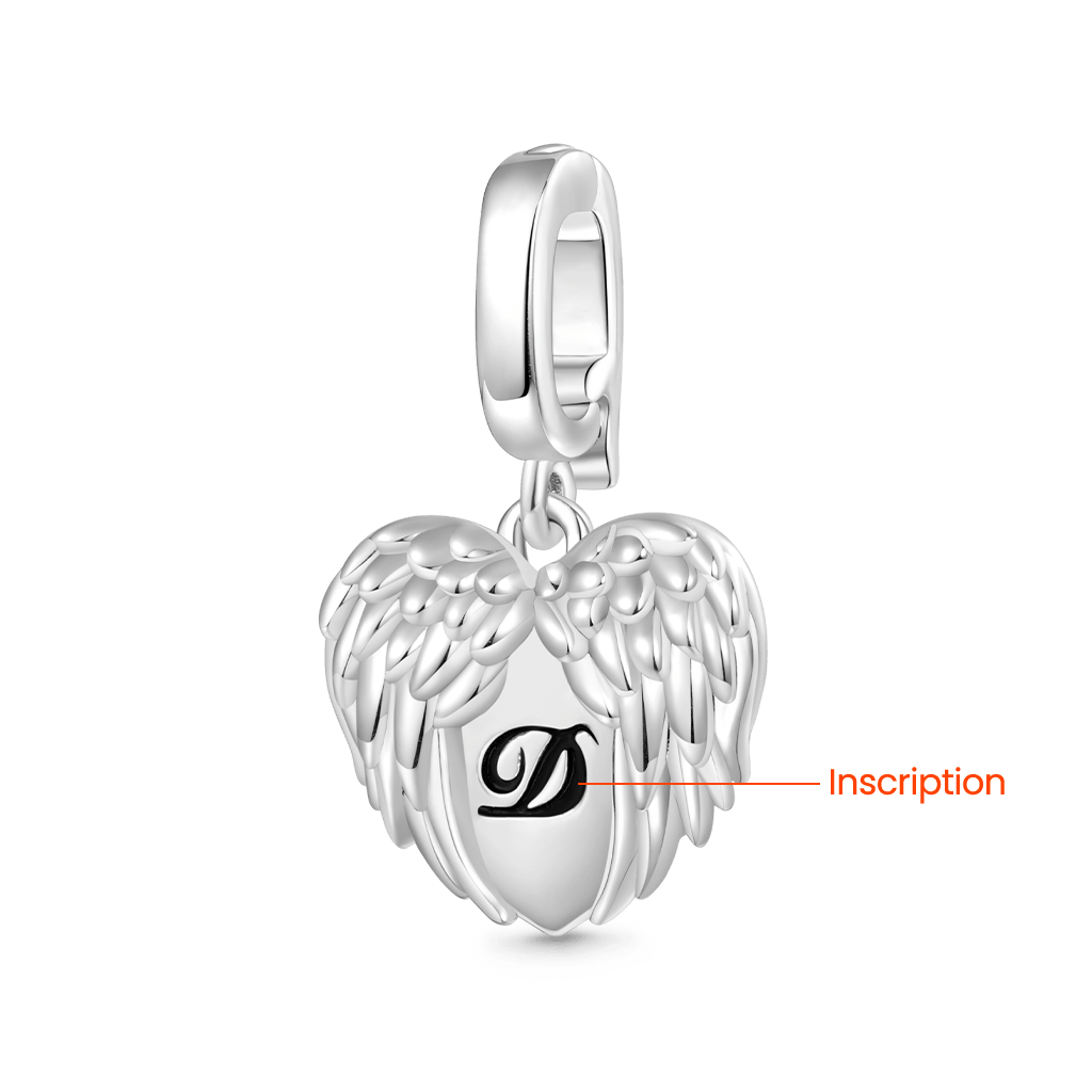 Gnoce Engravable Angel Heart Wings Clasp Clusters Charm_3