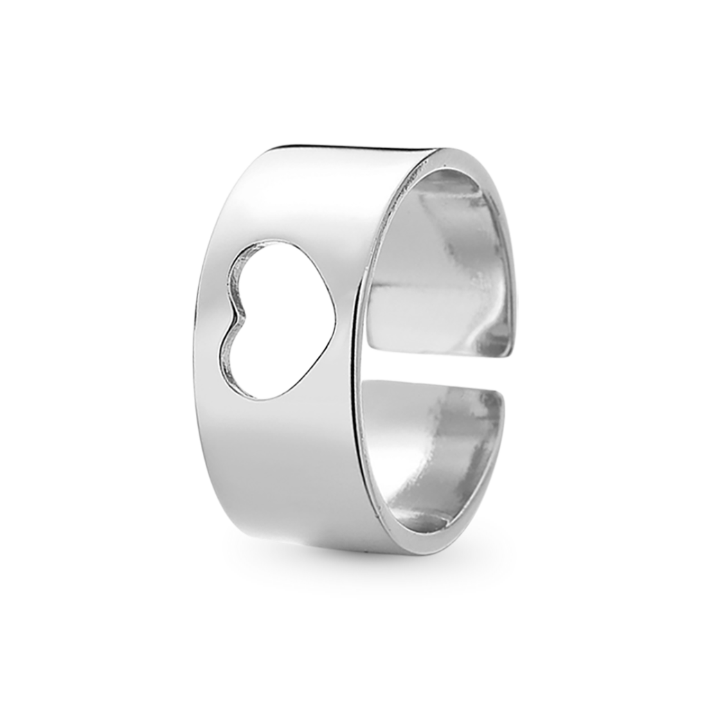 Gnoce 'Vows of Love' Heart Adjustable Couple Rings_2