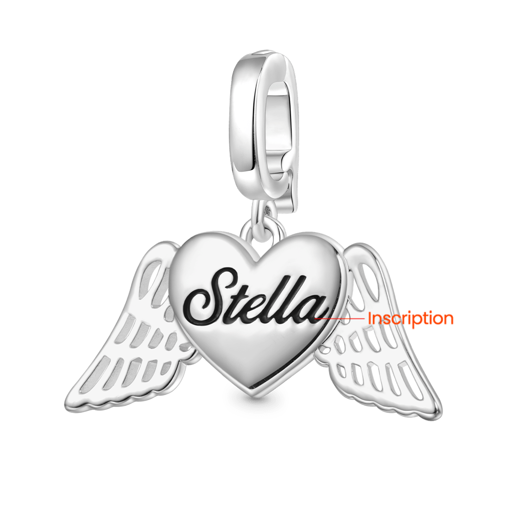 Gnoce Engravable Heart Angel Wings Clasp Clusters Charm_2