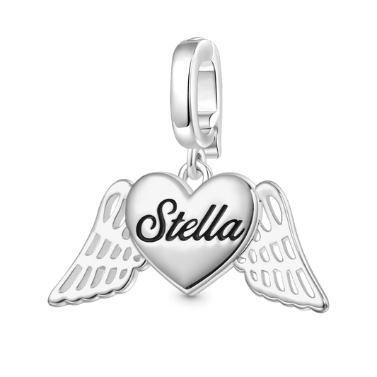 Gnoce Engravable Heart Angel Wings Clasp Clusters Charm_1