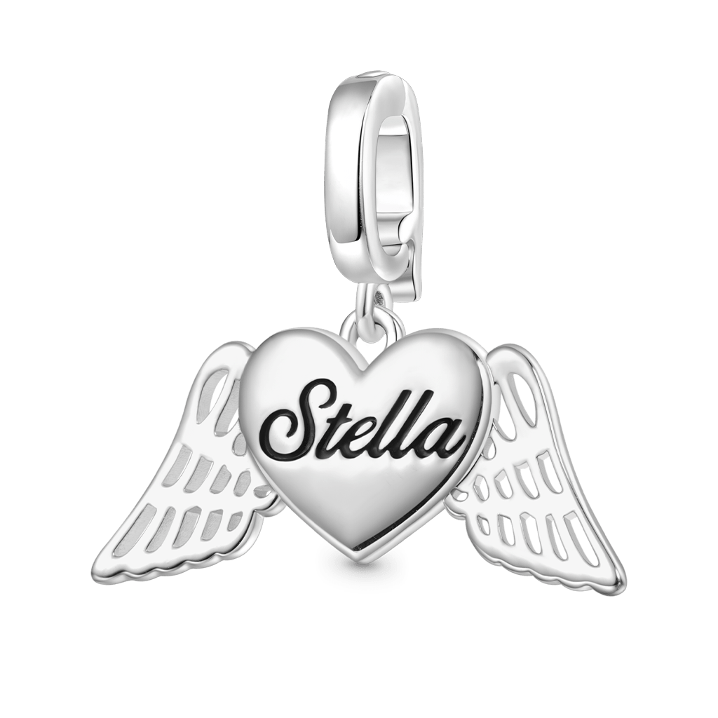Gnoce Engravable Heart Angel Wings Clasp Clusters Charm_1