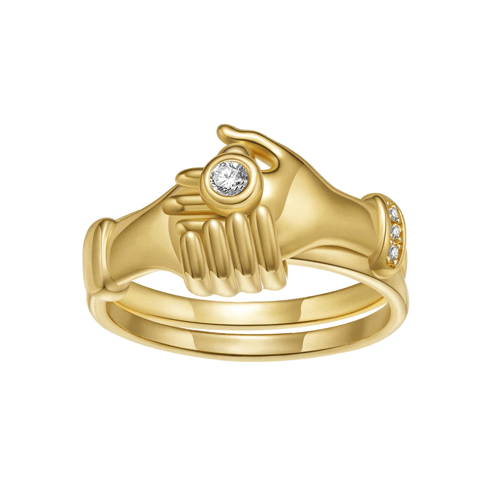Gnoce Simple Zircon Hug Hand Stackable Ring Set_1
