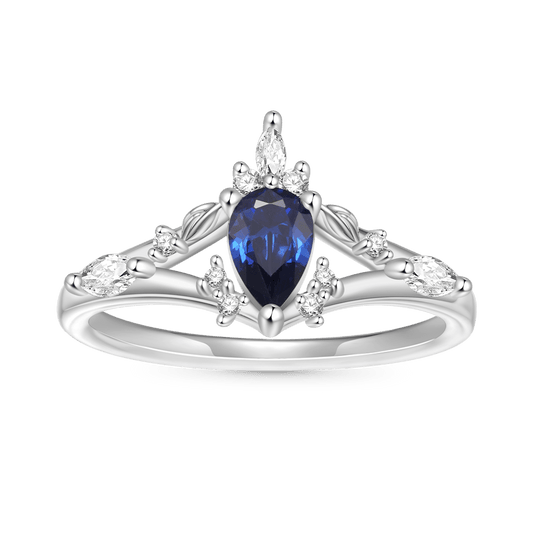 Gnoce Pear Sapphire Twist Leaf Promise Ring_1