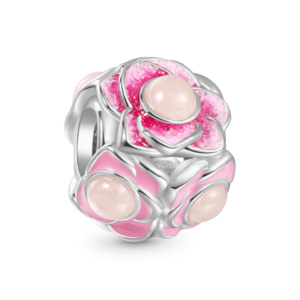Gnoce Glow-in-the-Dark Pink Flower Ball Charm_3