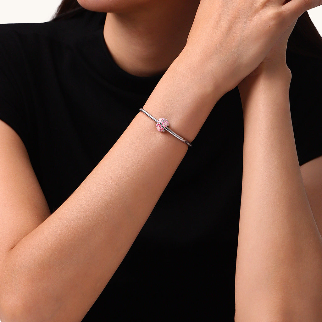 Gnoce Glow-in-the-Dark Pink Flower Ball Charm_5