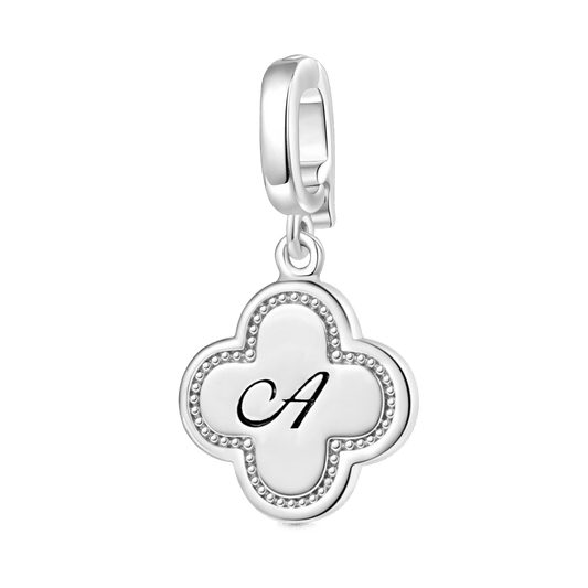 Gnoce Four-leaf Clover Personalized Initial Letter Clasp Clusters Charm_1