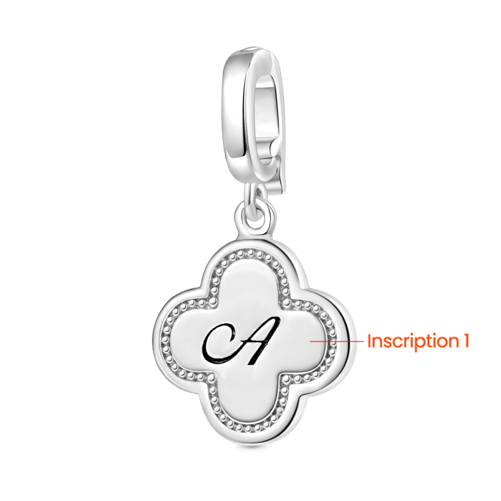 Gnoce Four-leaf Clover Personalized Initial Letter Clasp Clusters Charm_2