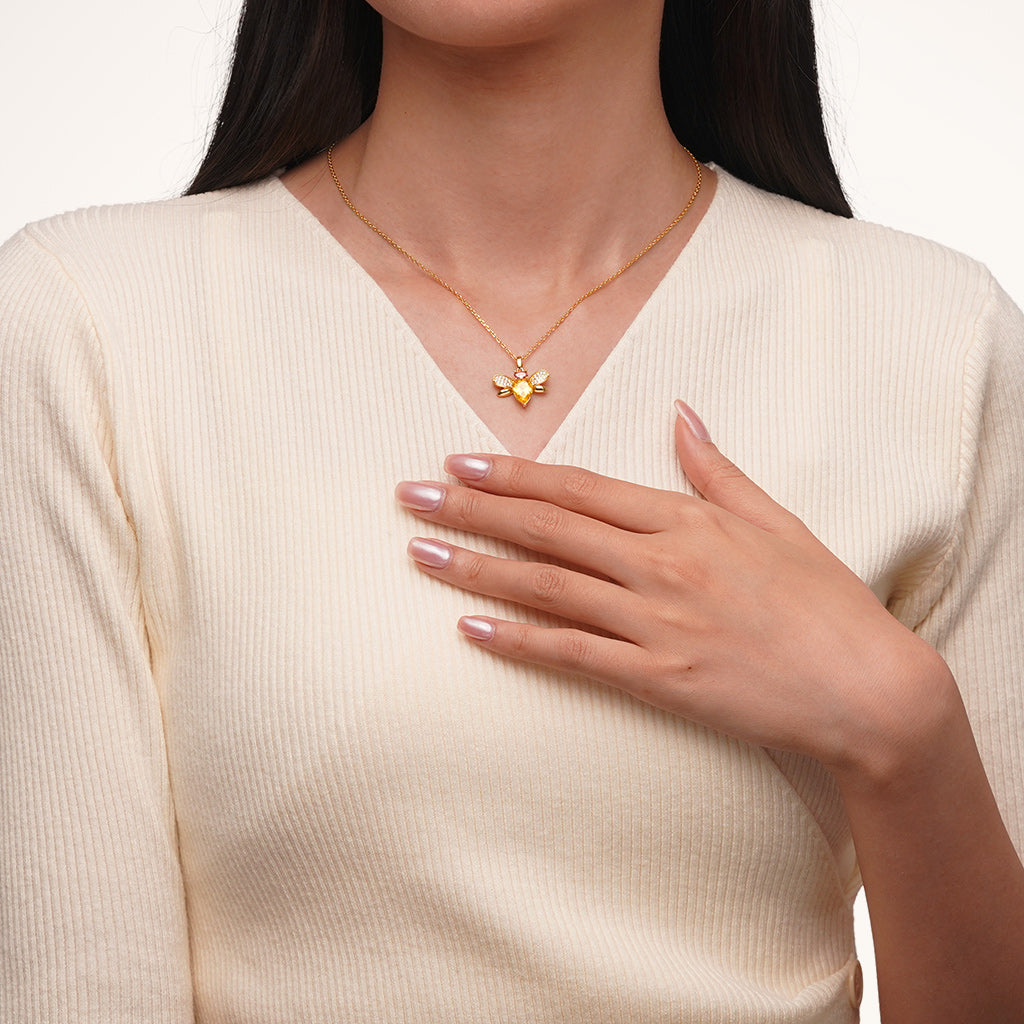 Gnoce 18K Gold Plated Bee Necklace_5
