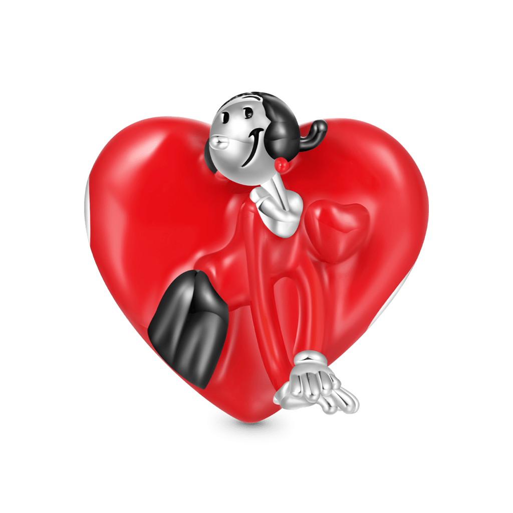 Gnoce Olive Oyl Love Popeye Red Heart Charm_1